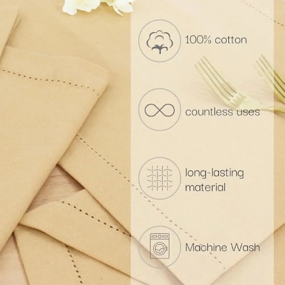 NWT New PurpleEssences Beige Hemstitch Table Runner Cotton 14 x 72